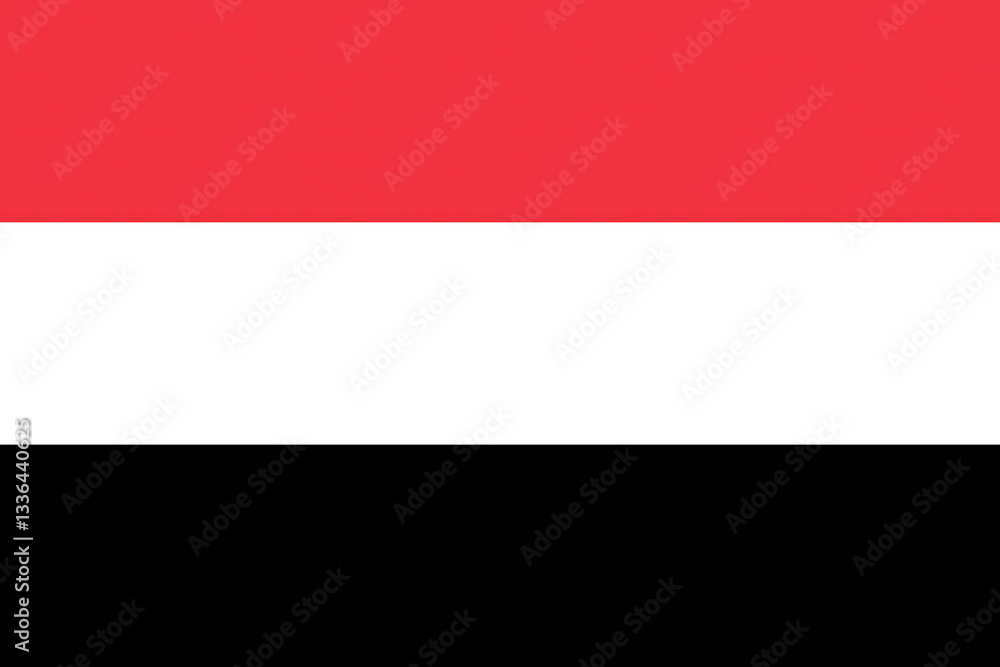 Naklejka premium Yemen Flag with Red White and Black Horizontal Stripes