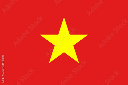 Vietnam Flag with Gold Star on Red Background