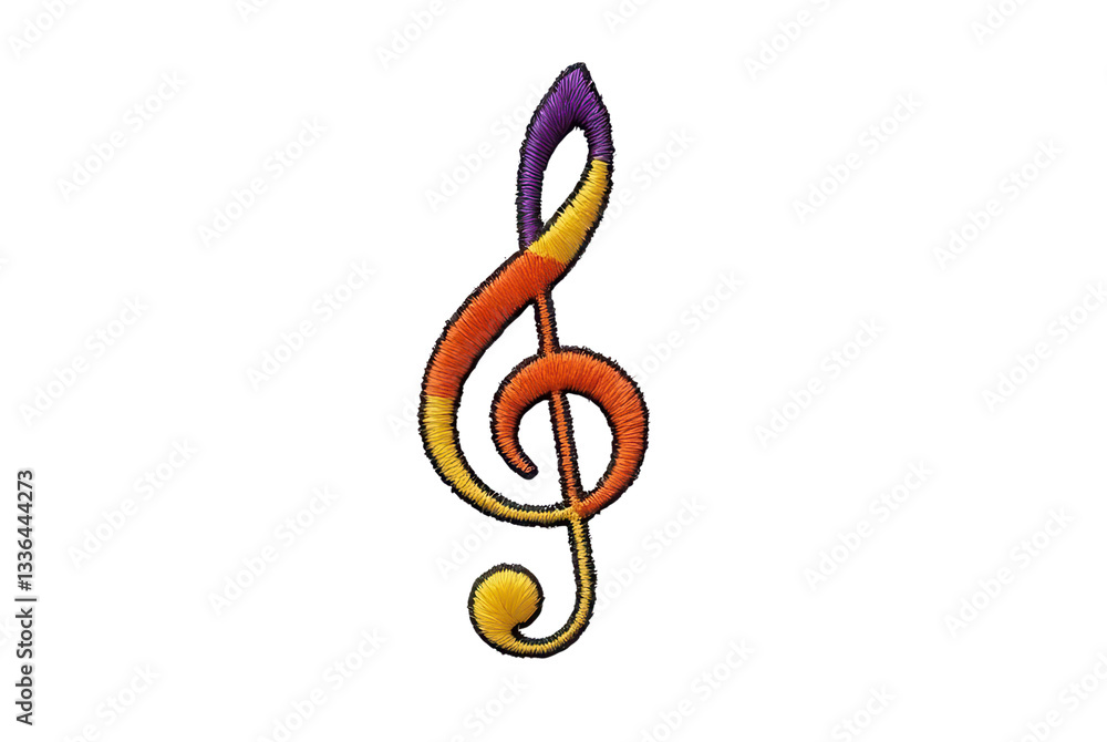 Fototapeta premium Colorful Musical Treble Clef Design with Vibrant Thread Patterns