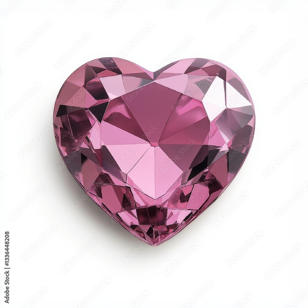 Fototapeta premium Shimmering pink heart-shaped gem radiates beauty in delicate light, captivating anyone who gazes upon its intricate facets and elegant form