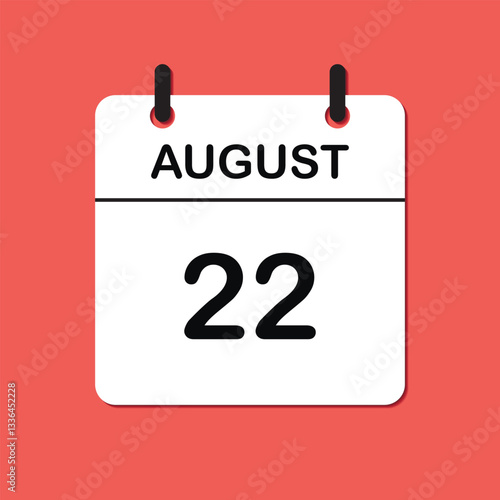 August 22. Daily Calendar icon for design. Simple design for business brochure, flyer, print media, advertisement. Easily editable.