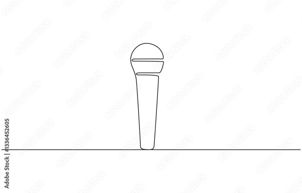 Microphone in one continuous single line art drawing, Simple line microphone minimal line concept.drawing of single continuous line mic cable, vector illustration. Microphone in one continuous single line art drawing, Simple line microphone minimal line concept.drawing of single continuous line mic cable, vector illustration.