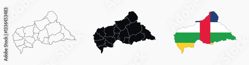 Central African Republic Map vector icon. Map of Central African Republic various styles.