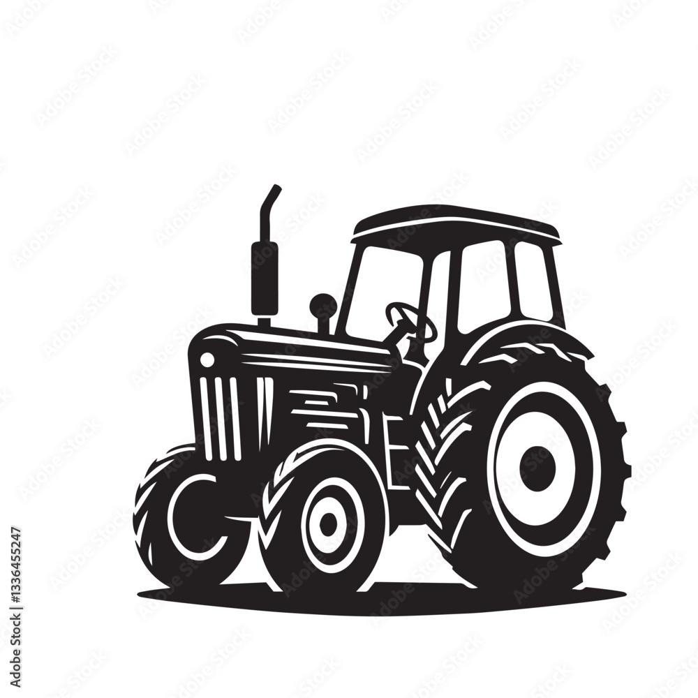 Fototapeta premium tractor silhouette isolated on white background.