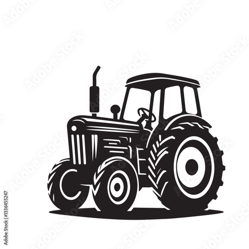 tractor silhouette isolated on white background.