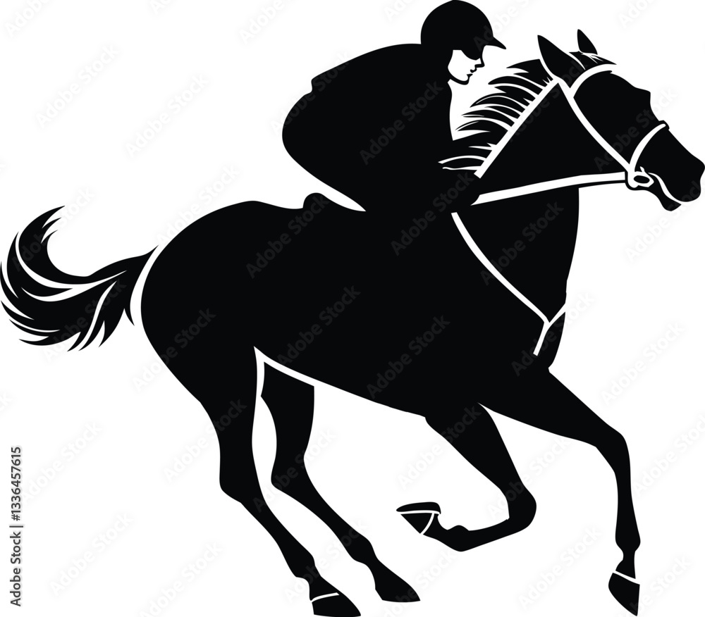 Fototapeta premium Cute black horse Rodeo Silhouettes Set Equestrian Silhouettes Collection vector illustration