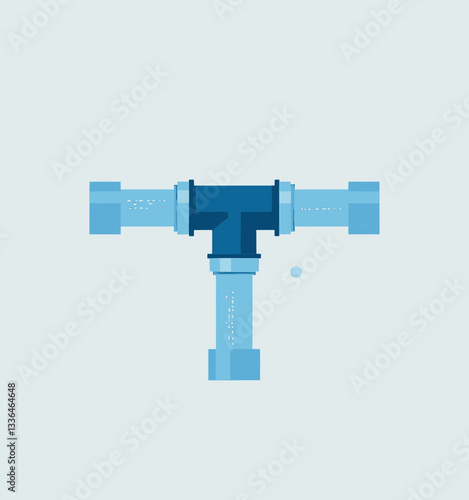 Blue T-Shaped Pipe Fitting With Light Background