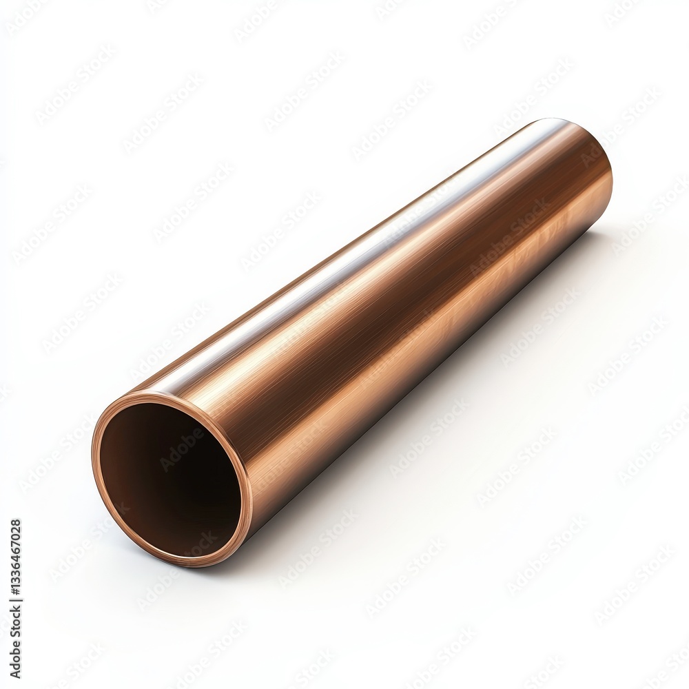 A brushed copper tube with a warm, earthy tone, showcasing fine texture details, resting horizontally with a subtle sheen. A brushed copper tube with a warm, earthy tone, showcasing fine texture details, resting horizontally with a subtle sheen.