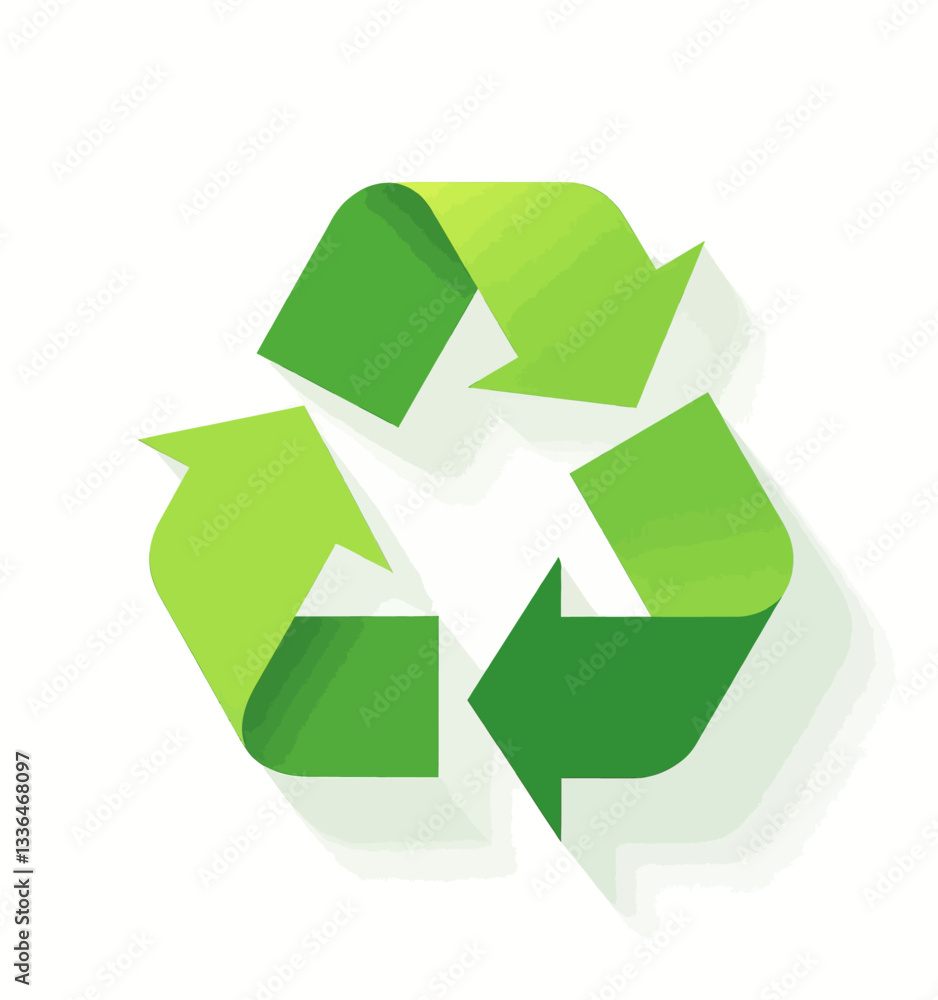 Obraz premium Green recycling arrows on white surface