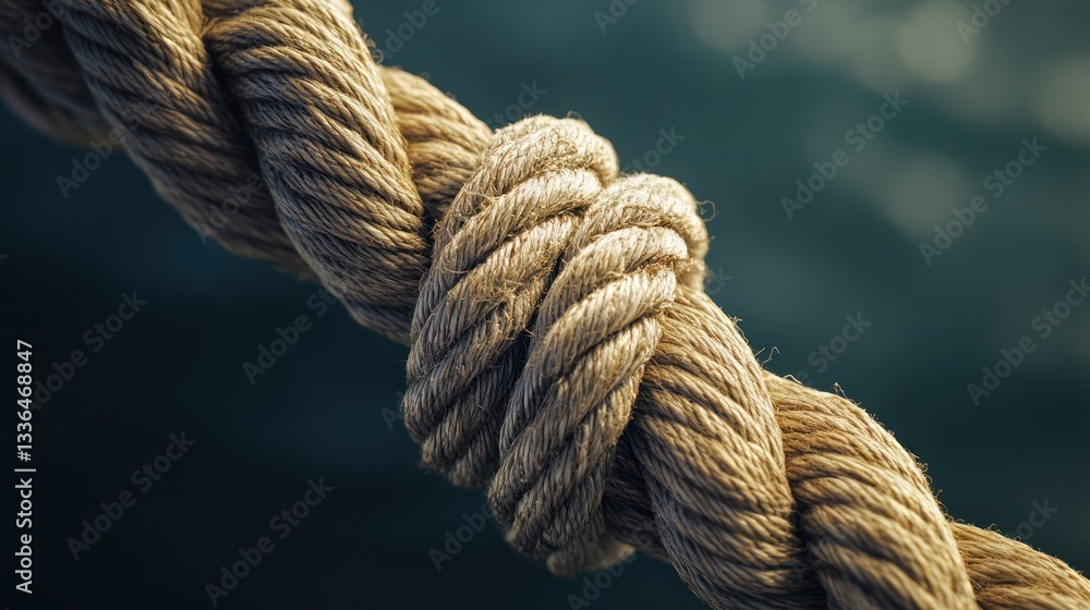 Seafaring rope knot, ocean backdrop Seafaring rope knot, ocean backdrop
