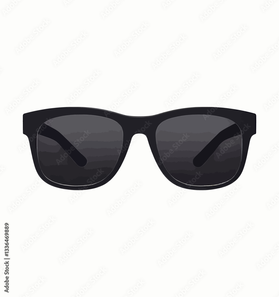 Modern Square Black Framed Sunglasses on White Modern Square Black Framed Sunglasses on White