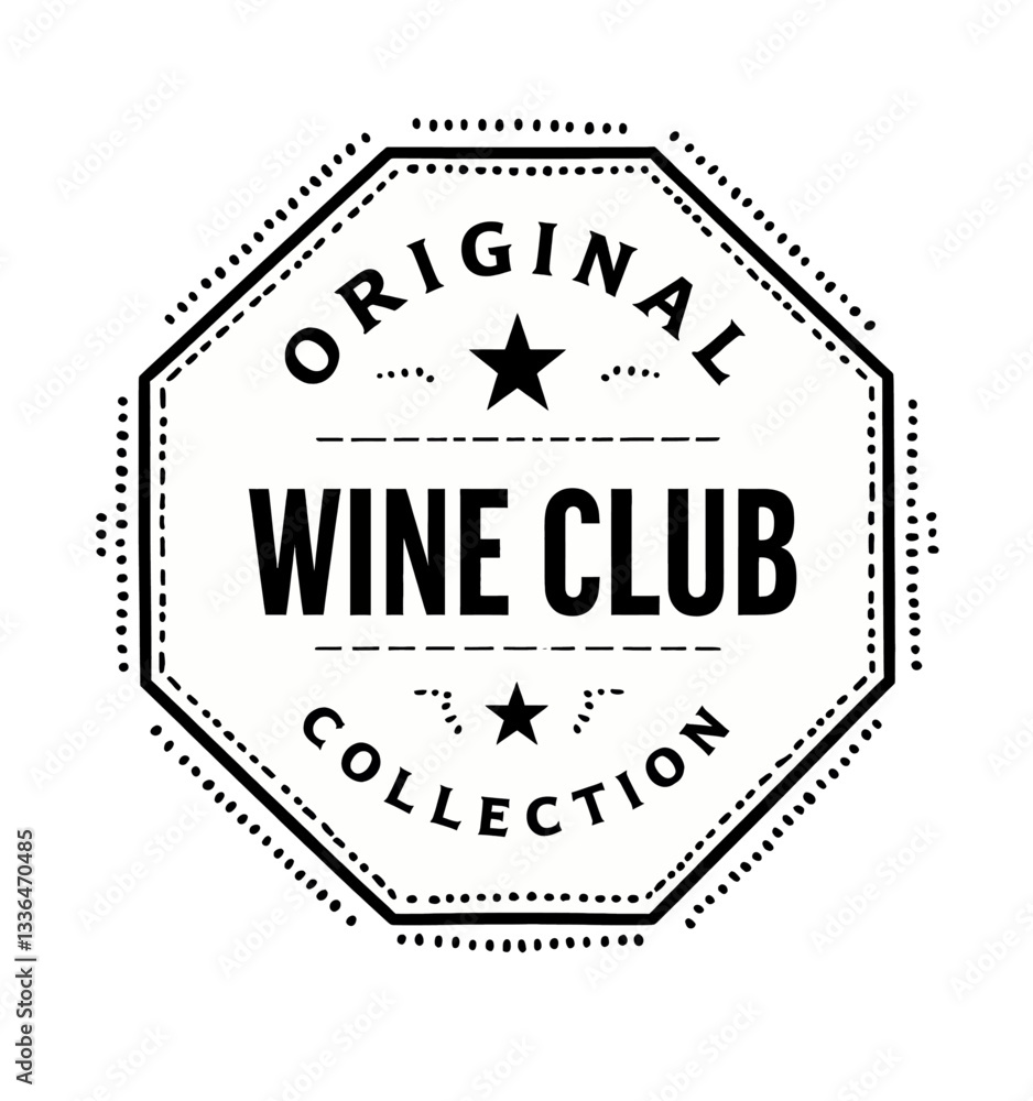Obraz premium Original Wine Club Collection Black and White Octagon Logo