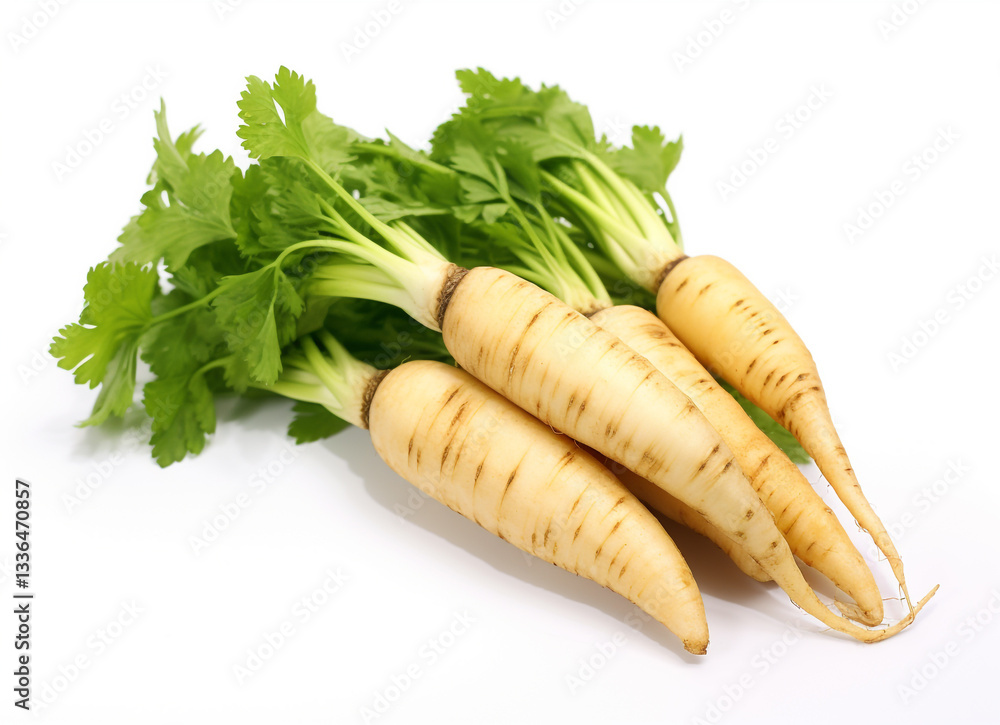 Fresh Parsnips on a Clean White Surface Fresh Parsnips on a Clean White Surface