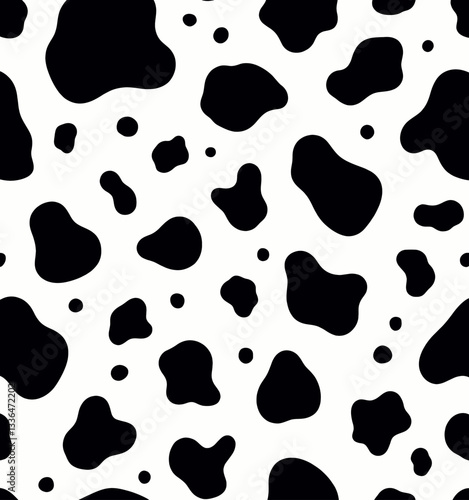 Seamless black and white cow pattern background