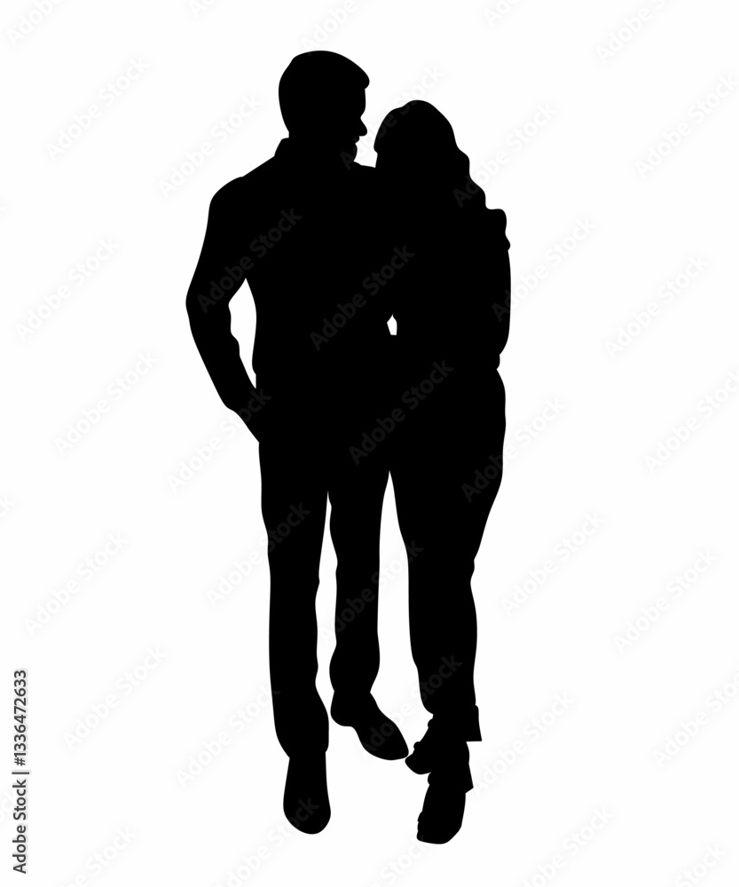 Silhouette of Romantic Partner Pose Flat Illustration Silhouette of Romantic Partner Pose Flat Illustration