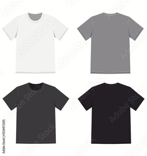 T-shirts: White, Gray, Charcoal, Black Front and Back