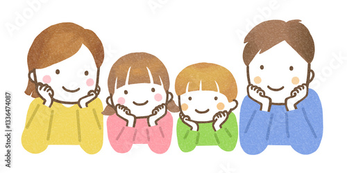 頬杖をつく親子