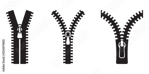 Zipper Icons Silhouette Vector Illustration