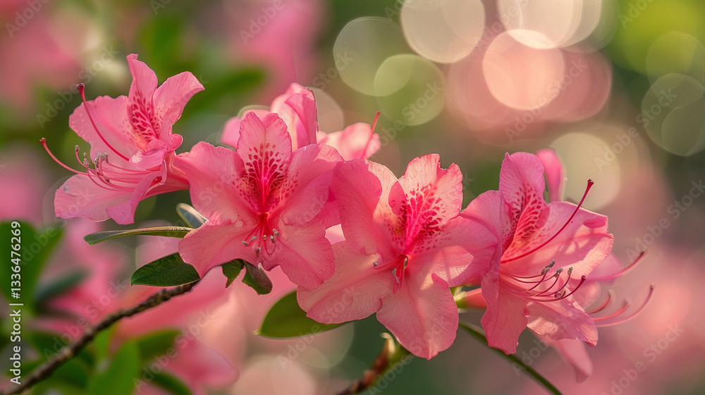 Full shot of a bright pink azalea (Rhododendron spp.), vivid floral bloom with rich texture Full shot of a bright pink azalea (Rhododendron spp.), vivid floral bloom with rich texture