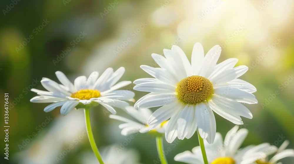 Fototapeta premium Full version of a delicate purple oxeye daisy, intricate petals with a vibrant yellow center