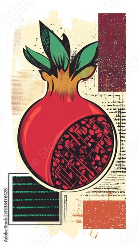A Striking Pomegranate Illustration: Vibrant Fruit Art with a Modern Twist