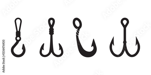 Hook Icons Silhouette Vector Illustration