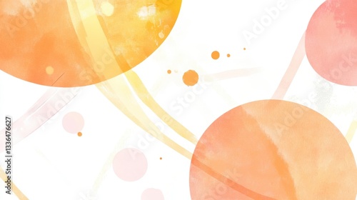 Abstract Watercolor Art with Soft Colors and Geometric Shapes.  A Modern Graphic Design for Home Decor.