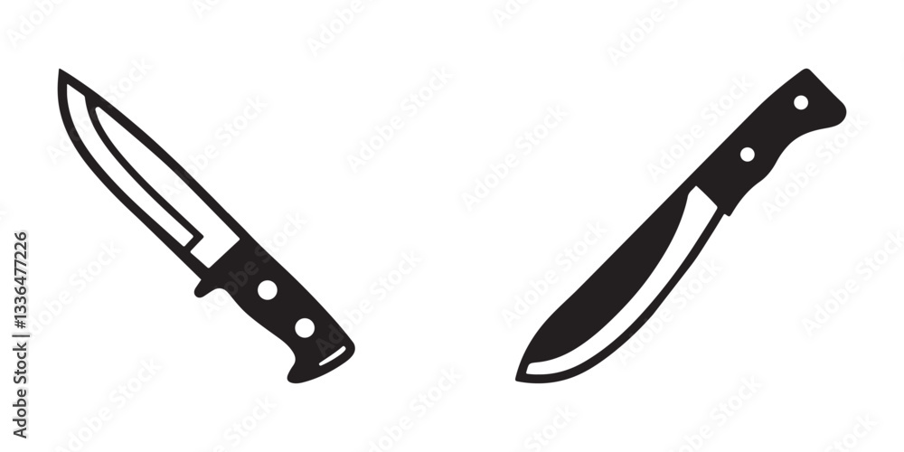 Obraz premium Knife Icons Silhouette Vector Illustration