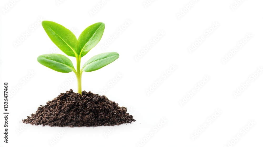 Fresh green seedling emerging from rich soil Fresh green seedling emerging from rich soil
