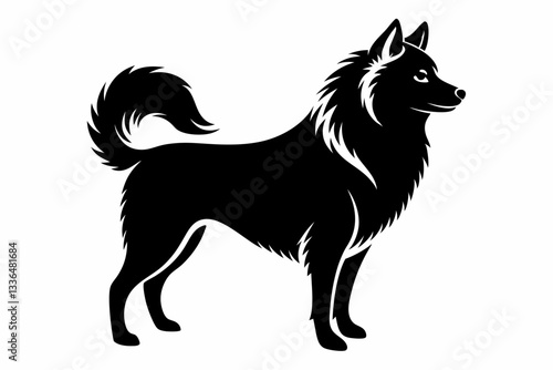 american eskimo dog line art silhouette vector illustration