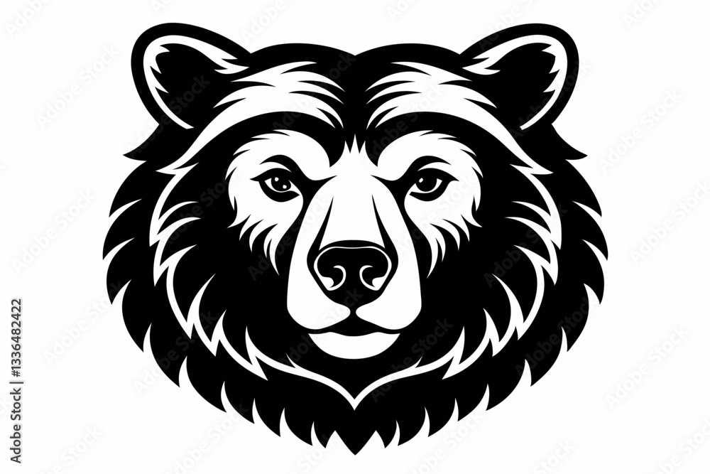 bear head line art silhouette vector illustration bear head line art silhouette vector illustration