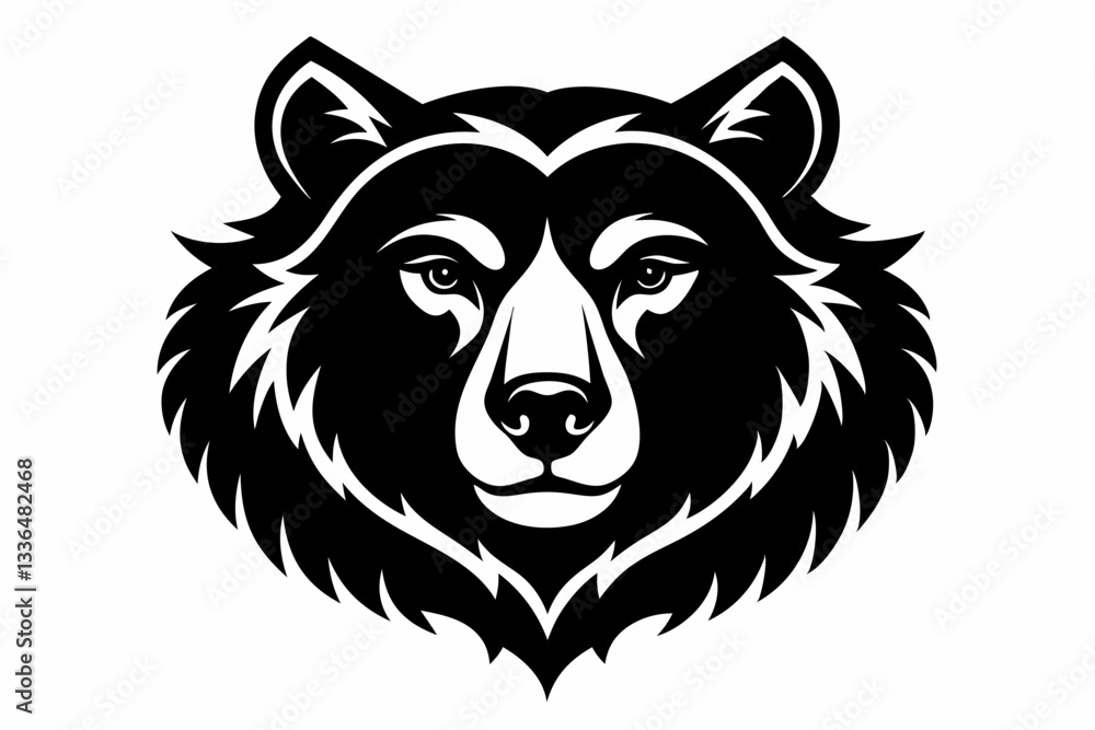 Fototapeta premium bear head line art silhouette vector illustration
