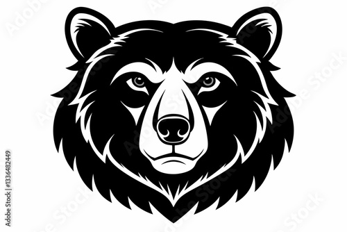 bear head line art silhouette vector illustration