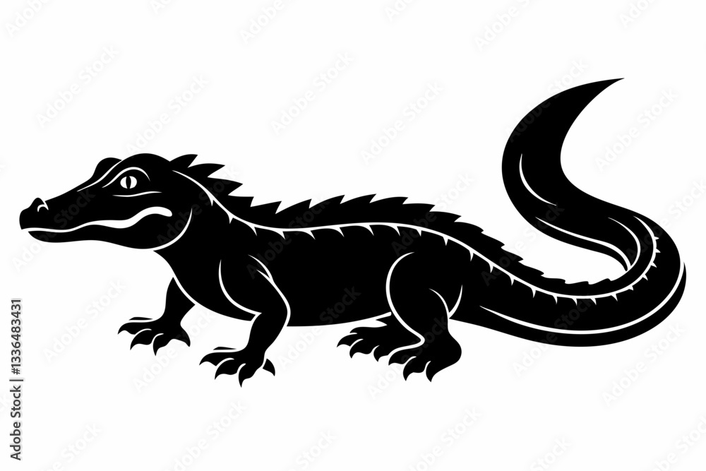 caiman line art silhouette vector illustration caiman line art silhouette vector illustration