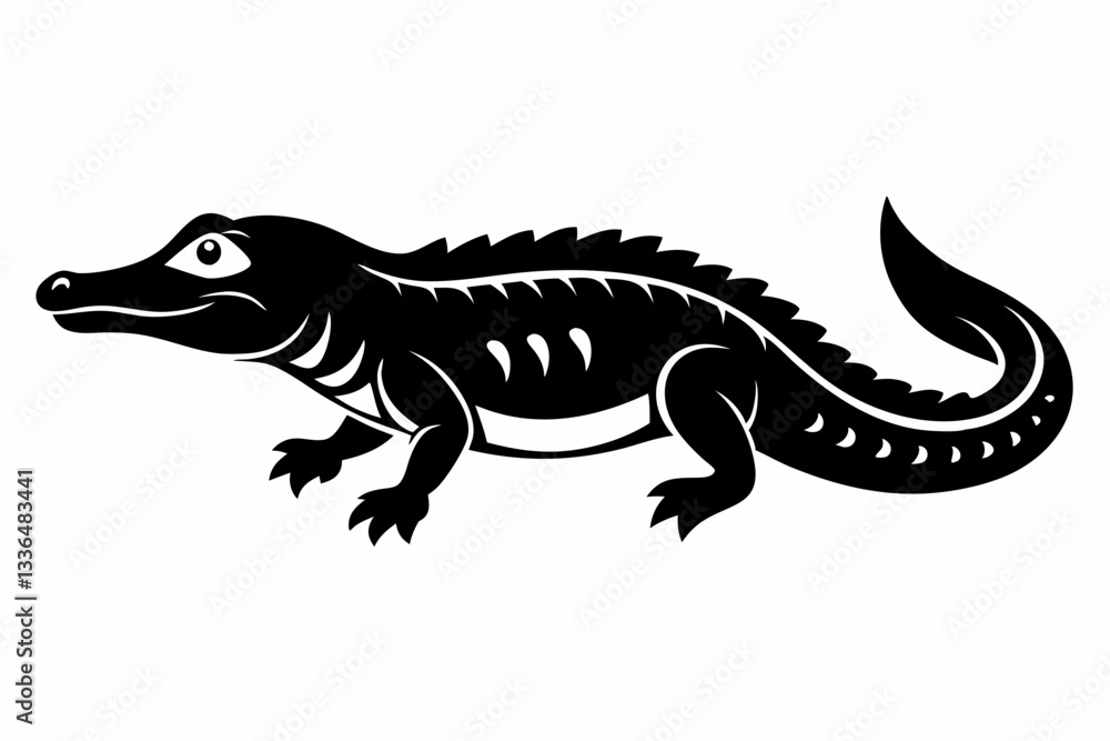 Obraz premium caiman line art silhouette vector illustration
