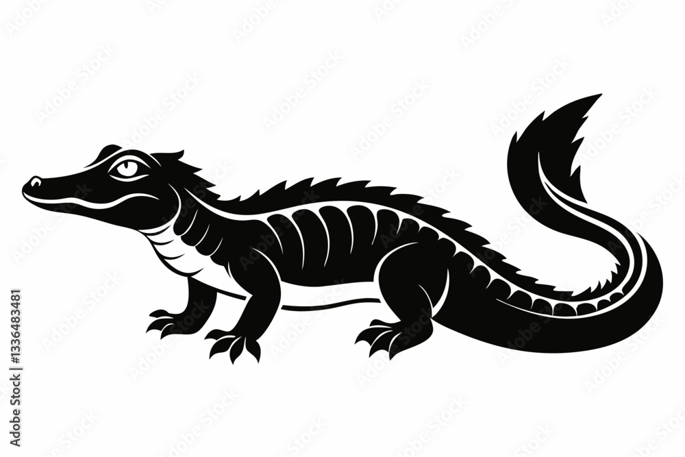 Fototapeta premium caiman line art silhouette vector illustration