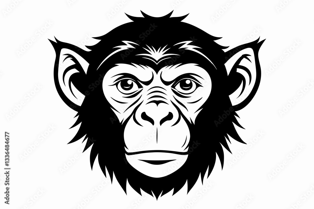 chimpanzee head line art silhouette vector illustration chimpanzee head line art silhouette vector illustration