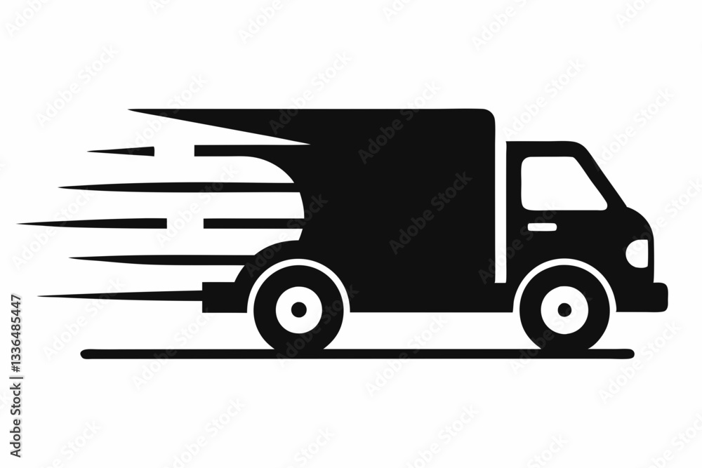 fast moving shipping delivery truck line art silhouette vector illustration fast moving shipping delivery truck line art silhouette vector illustration