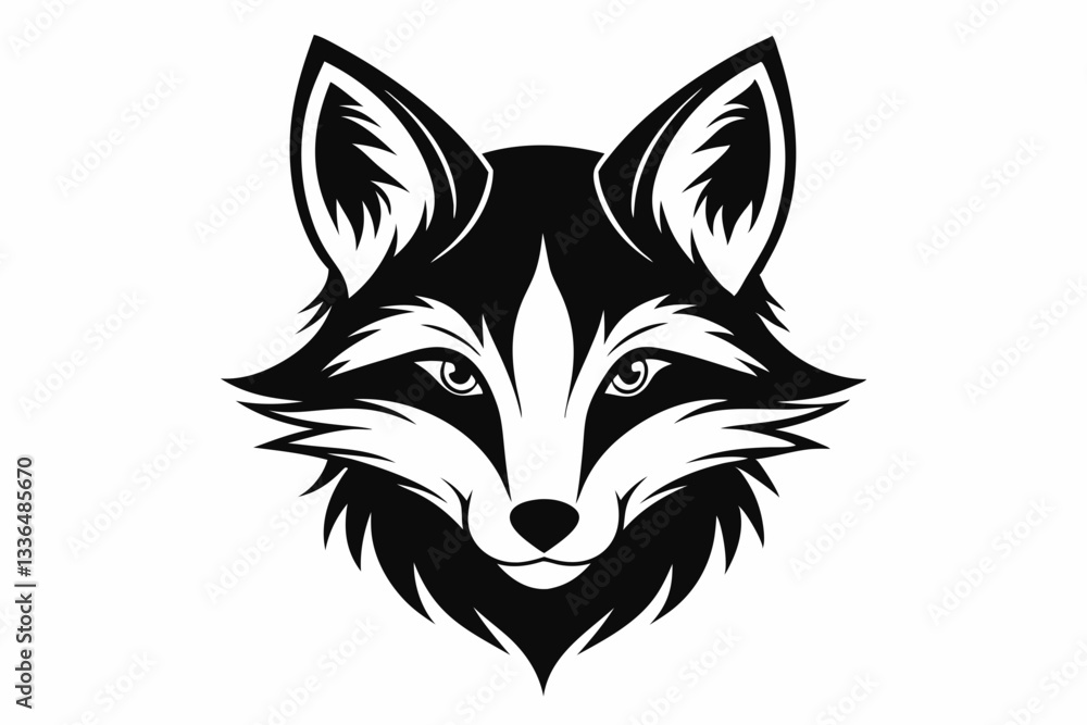 Fototapeta premium fox head line art silhouette vector illustration