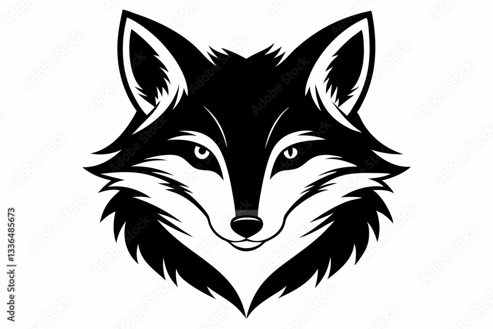 Fototapeta premium fox head line art silhouette vector illustration