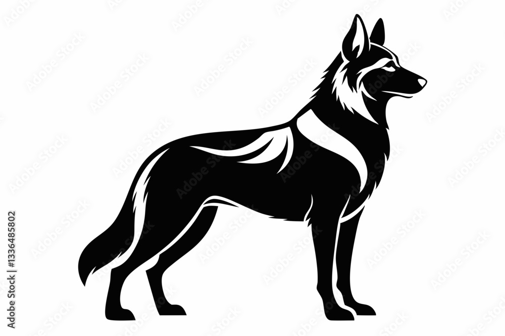 Fototapeta premium german shepherd line art silhouette vector illustration