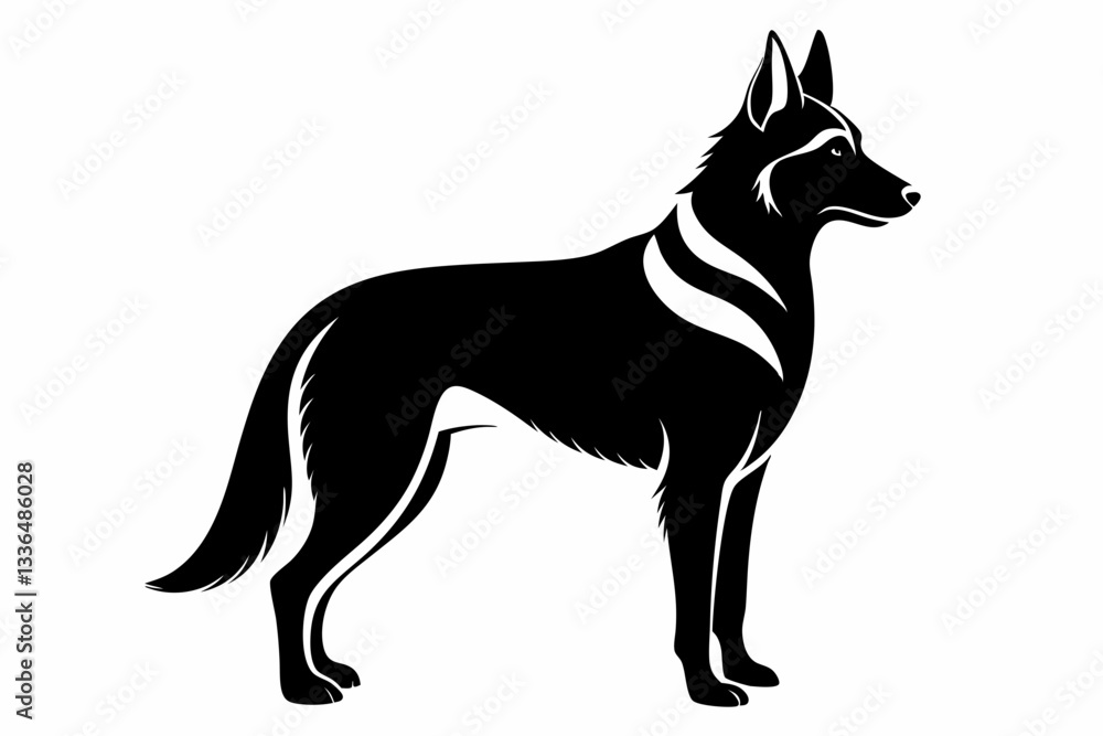 Obraz premium german shepherd line art silhouette vector illustration
