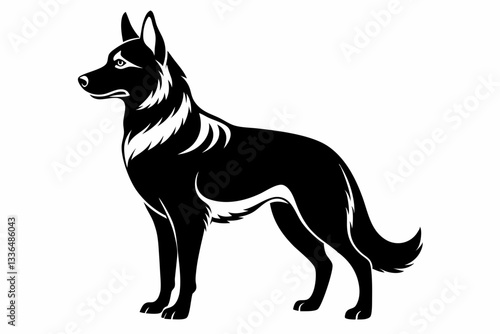 german shepherd line art silhouette vector illustration