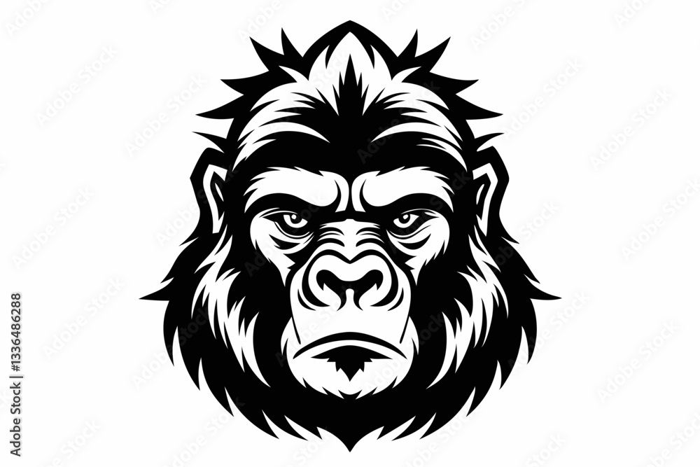 gorilla head line art silhouette vector illustration gorilla head line art silhouette vector illustration