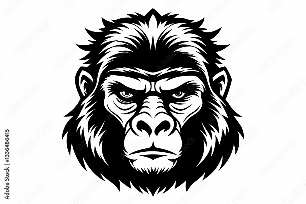 gorilla head line art silhouette vector illustration gorilla head line art silhouette vector illustration