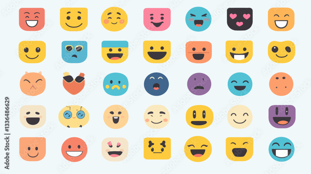 Comprehensive Vector Emoji Collection Featuring Diverse Facial Expressions for Digital Communication and Social Media Use Comprehensive Vector Emoji Collection Featuring Diverse Facial Expressions for Digital Communication and Social Media Use