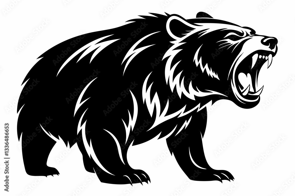 grizzly screamed head line art silhouette vector illustration grizzly screamed head line art silhouette vector illustration