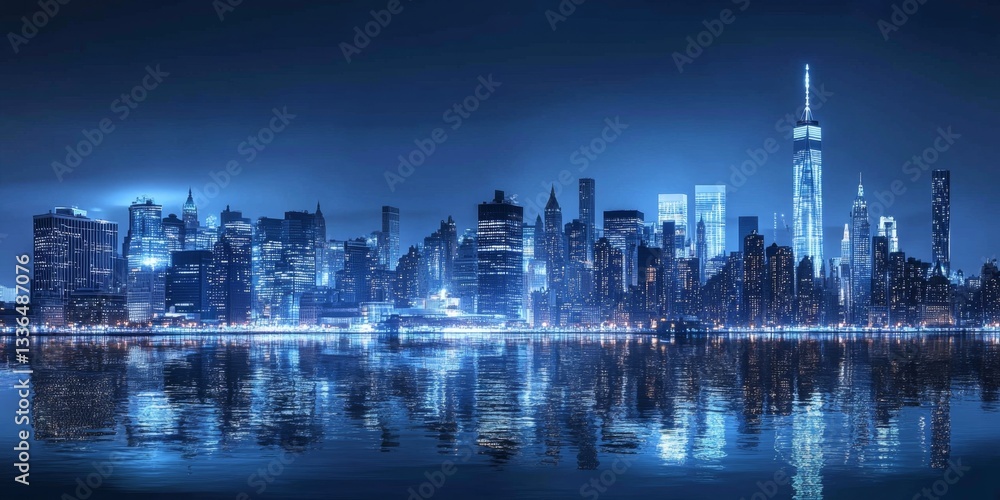 Obraz premium Nighttime Metropolis Skyline (1)