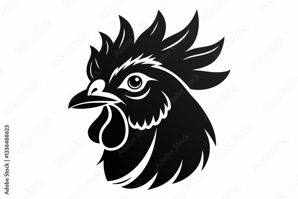 Fototapeta premium hen head line art silhouette vector illustration