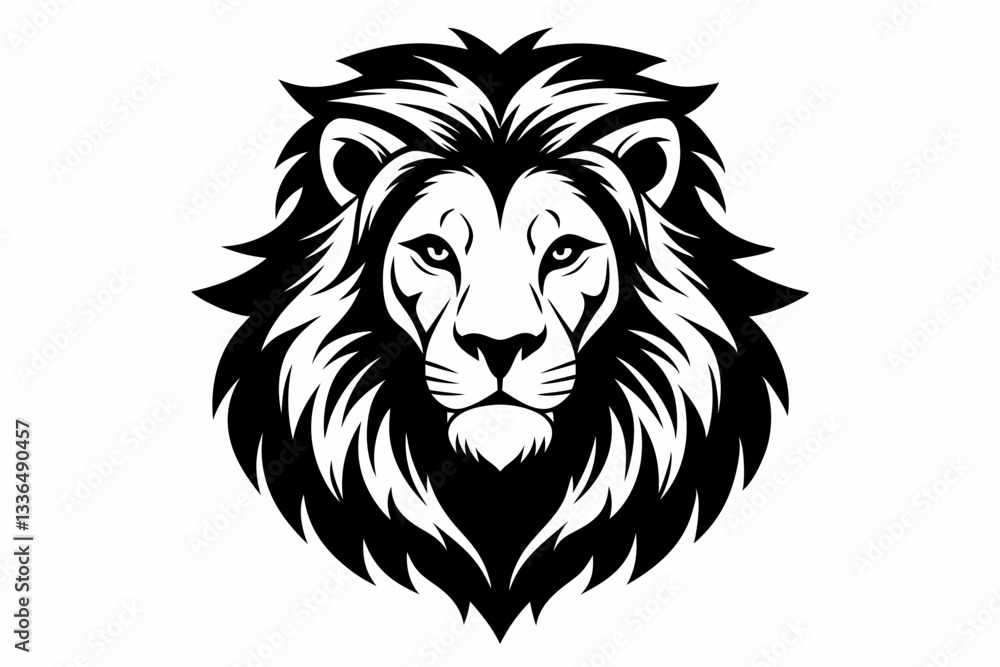 Obraz premium lion head line art silhouette vector illustration